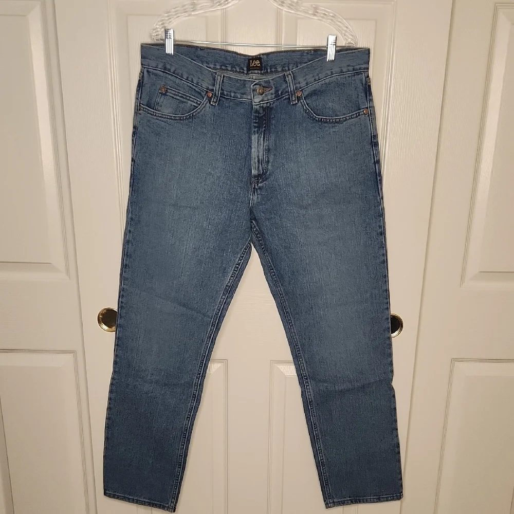 NWT Lee Men's Straight Leg Opening Regular Fit Medium Wash Blue Jeans Size 38x32